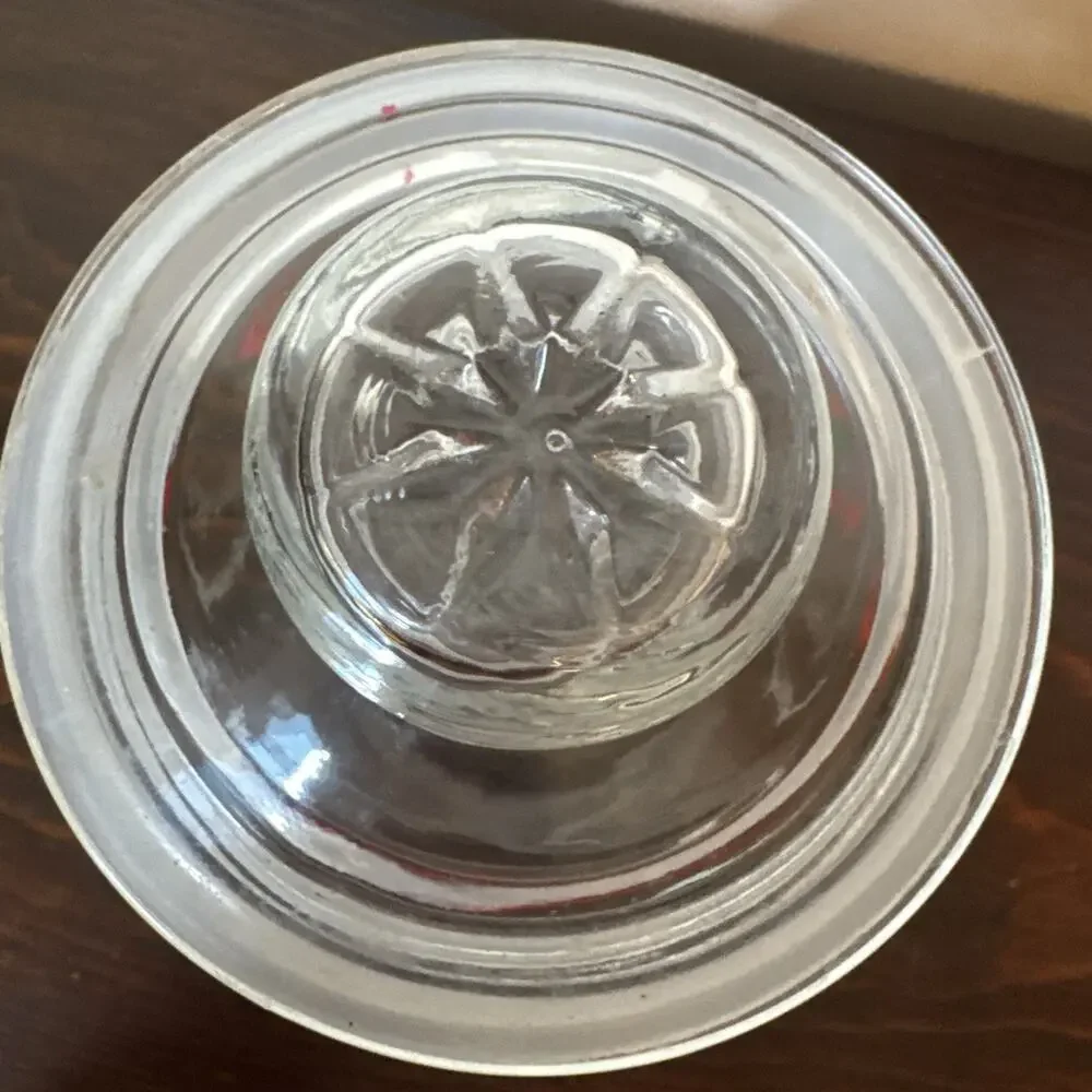 Vintage Kig Indonesia Glass Apothecary Jar Lid Canister Candy Dish Christmas